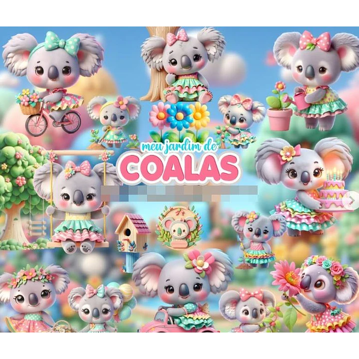 Kit Digital Jardim dos Coalas 3d em Png  1