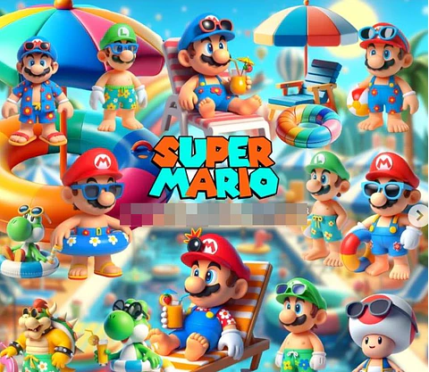 Kit Digital  Super Mario Pool Party 3d em Png