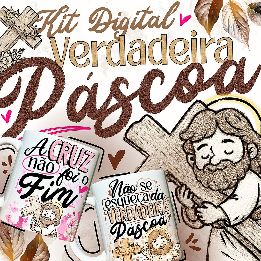 19 Artes para Caneca Páscoa Jesus Cristã Arquivo em Jpg 1