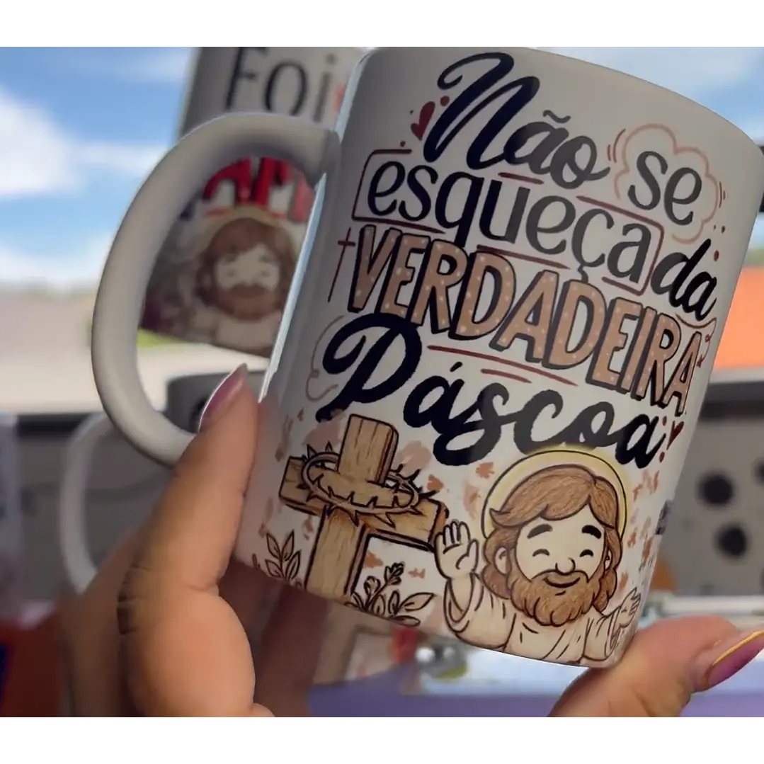 19 Artes para Caneca Páscoa Jesus Cristã Arquivo em Jpg 4