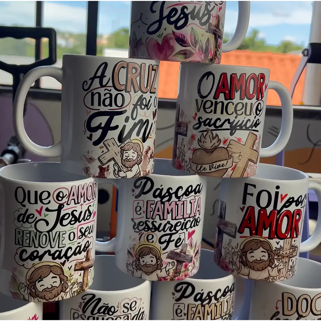 19 Artes para Caneca Páscoa Jesus Cristã Arquivo em Jpg 5