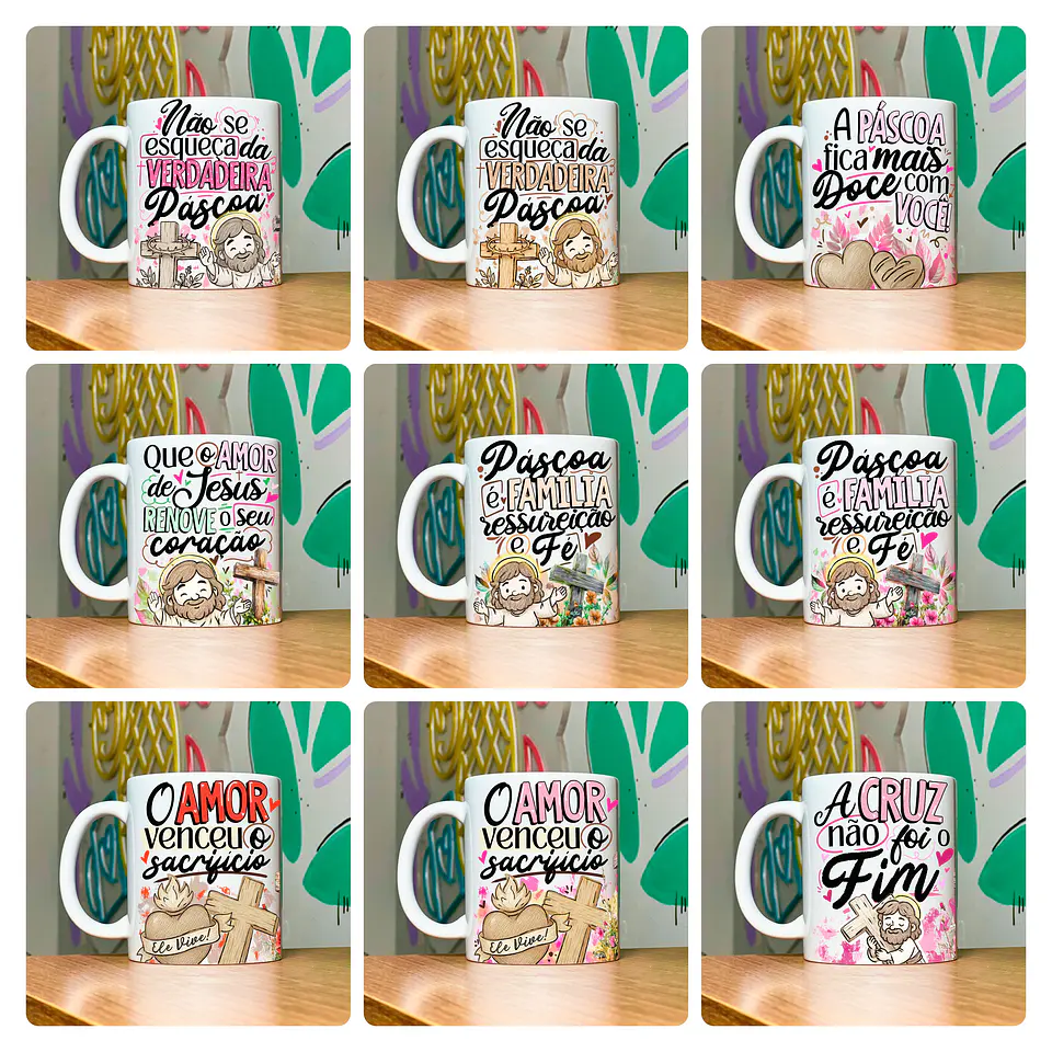 19 Artes para Caneca Páscoa Jesus Cristã Arquivo em Jpg 7