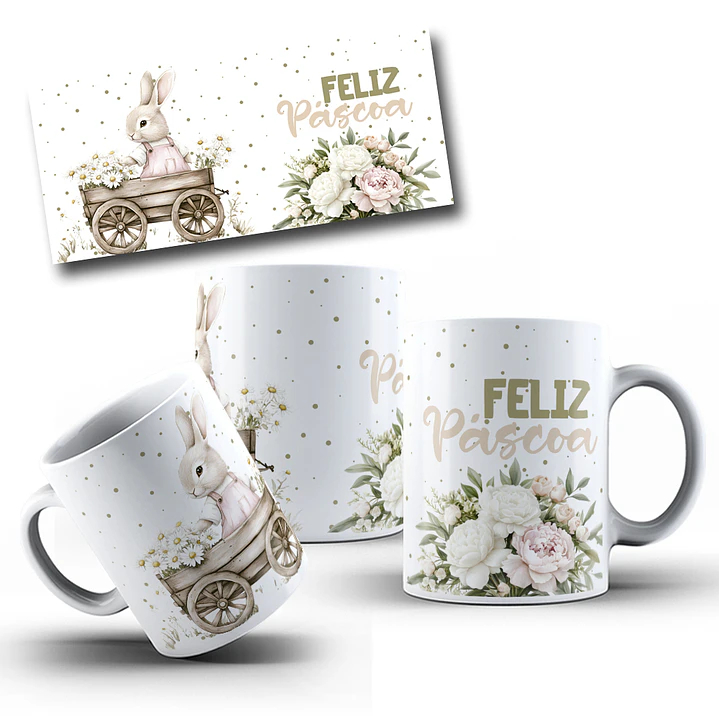 10 Artes para Caneca Páscoa Vintage Arquivo Editável 10