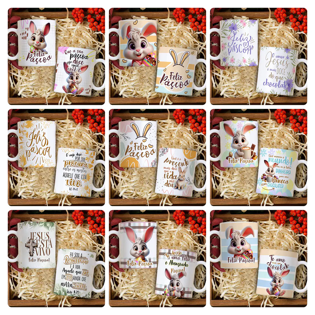 21 Artes para Caneca E Body Páscoa Arquivo Editável 1