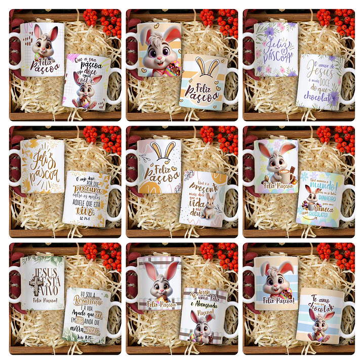 21 Artes para Caneca E Body Páscoa Arquivo Editável 1