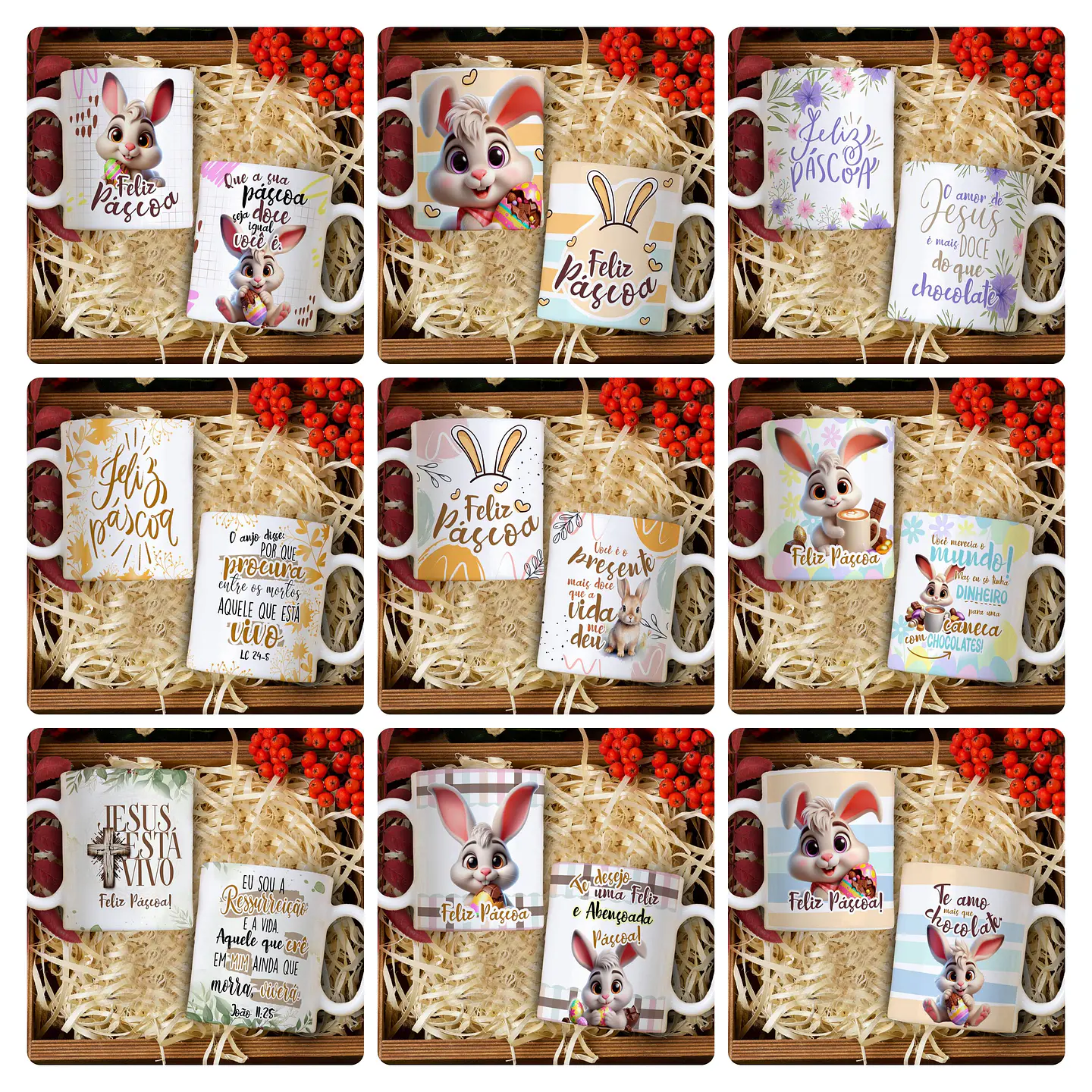 21 Artes para Caneca E Body Páscoa Arquivo Editável 1