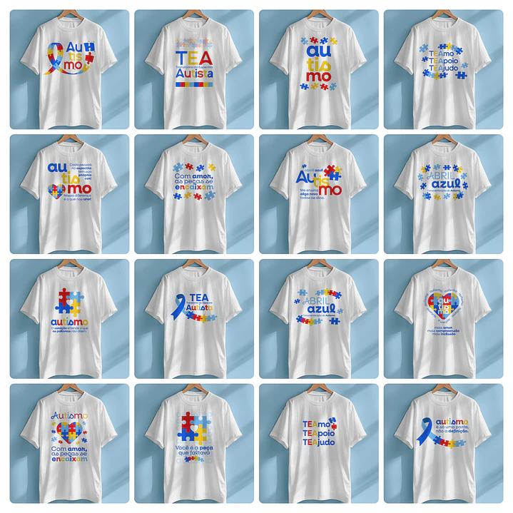 40 Artes para Caneca Camisa Autismo Arquivo Editável  2