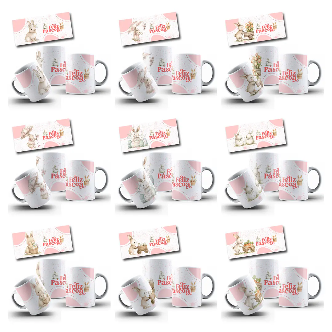 110 Artes para Caneca Pascoa Coelhinhos Jesus e Personagem Arquivo em Jpg 2