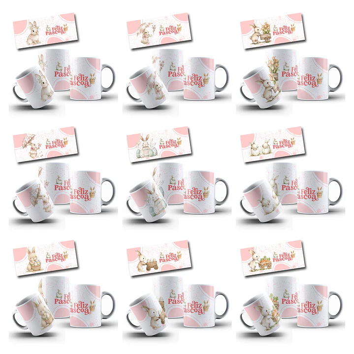110 Artes para Caneca Pascoa Coelhinhos Jesus e Personagem Arquivo em Jpg 2