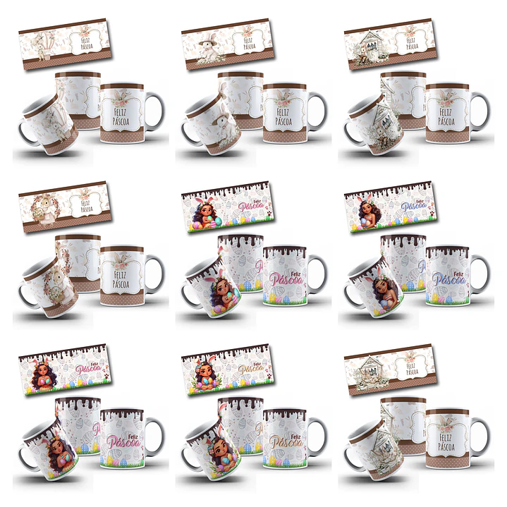 110 Artes para Caneca Pascoa Coelhinhos Jesus e Personagem Arquivo em Jpg 6