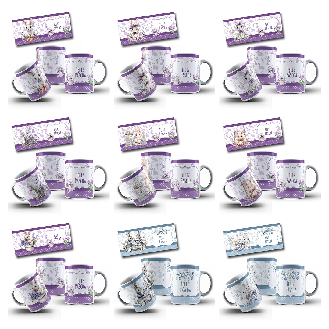 110 Artes para Caneca Pascoa Coelhinhos Jesus e Personagem Arquivo em Jpg 7