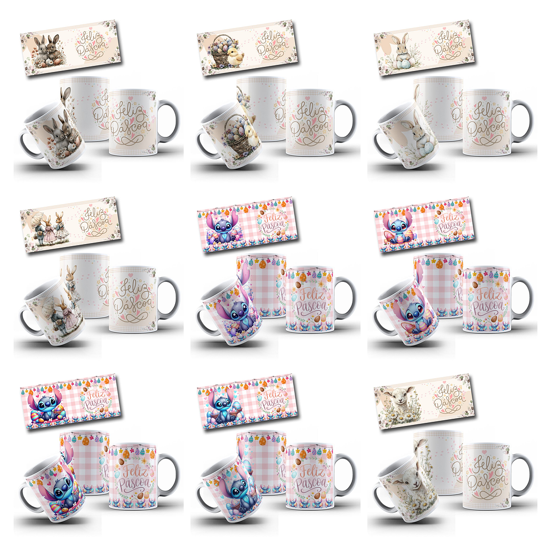 110 Artes para Caneca Pascoa Coelhinhos Jesus e Personagem Arquivo em Jpg 9