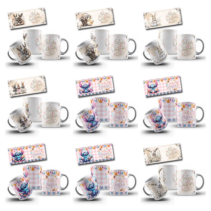 110 Artes para Caneca Pascoa Coelhinhos Jesus e Personagem Arquivo em Jpg 9