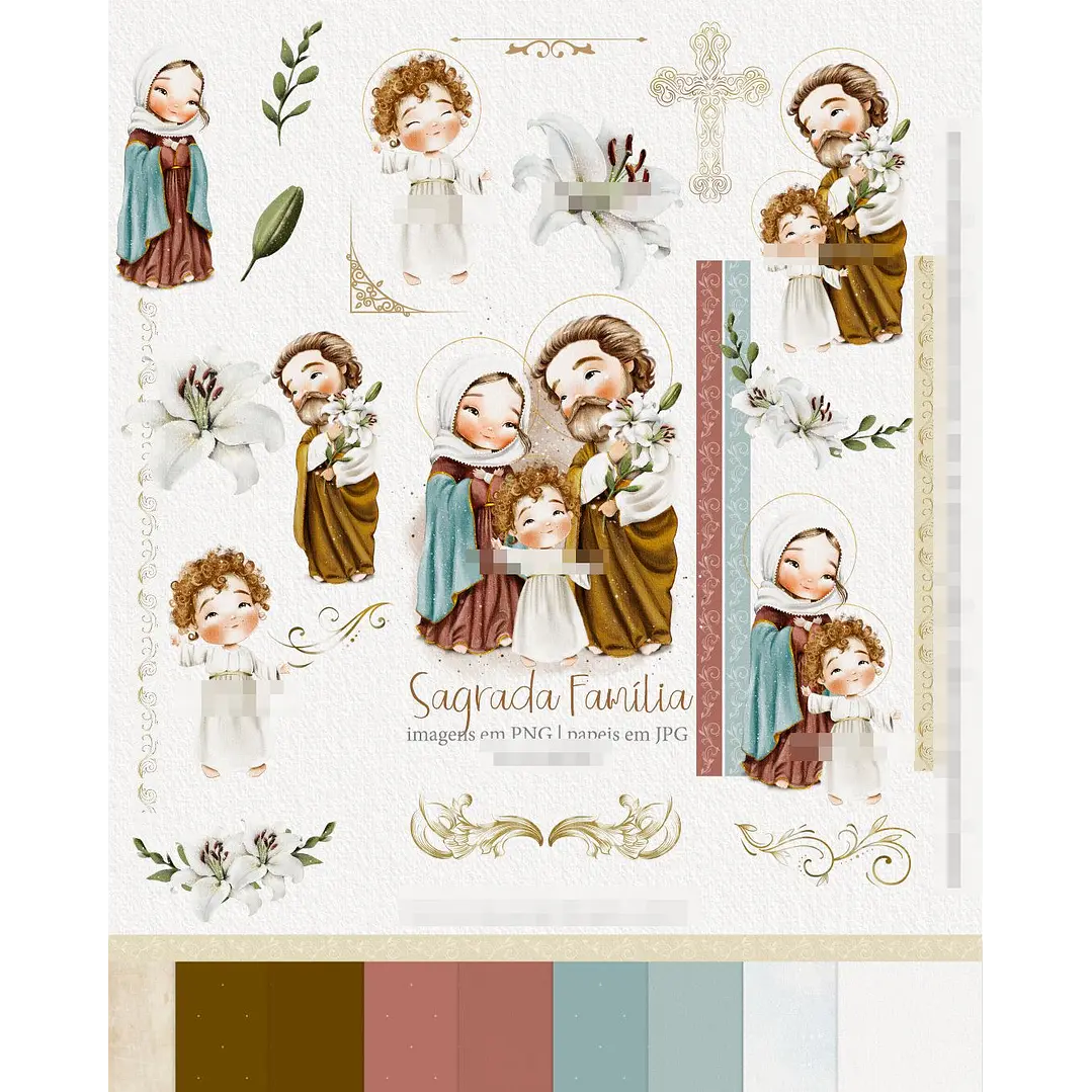 Kit Digital Sagrada Família Aquarelado Png  1