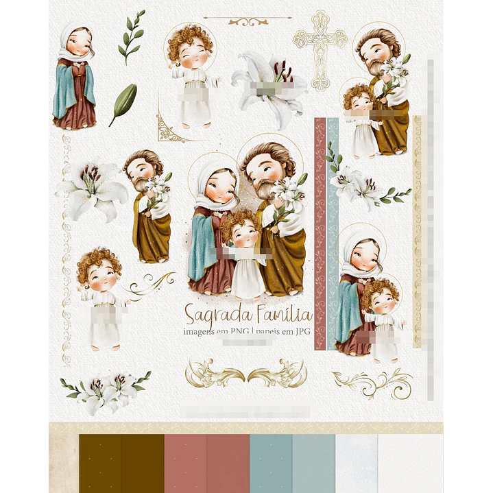 Kit Digital Sagrada Família Aquarelado Png  1