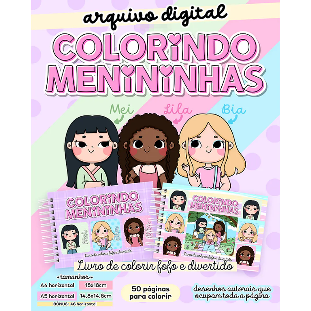Kit Digital Livro de Colorir Colorindo Menininhas em Pdf 1