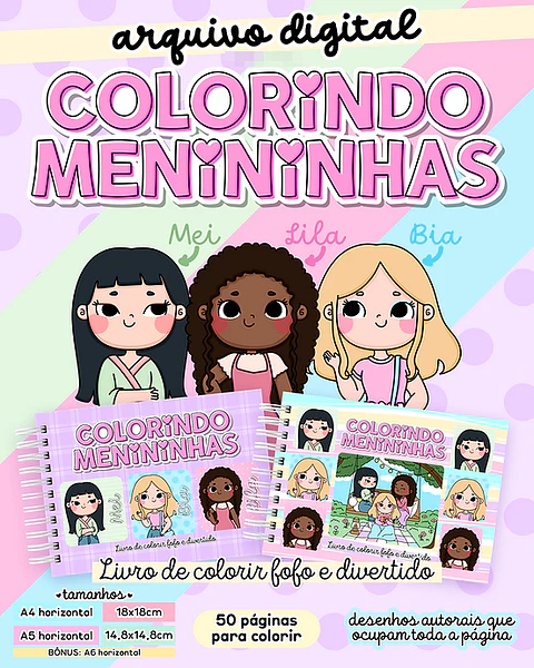 Kit Digital Livro de Colorir Colorindo Menininhas em Pdf