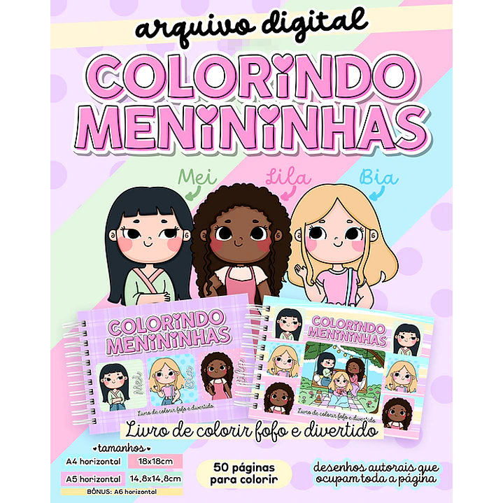 Kit Digital Livro de Colorir Colorindo Menininhas em Pdf 1