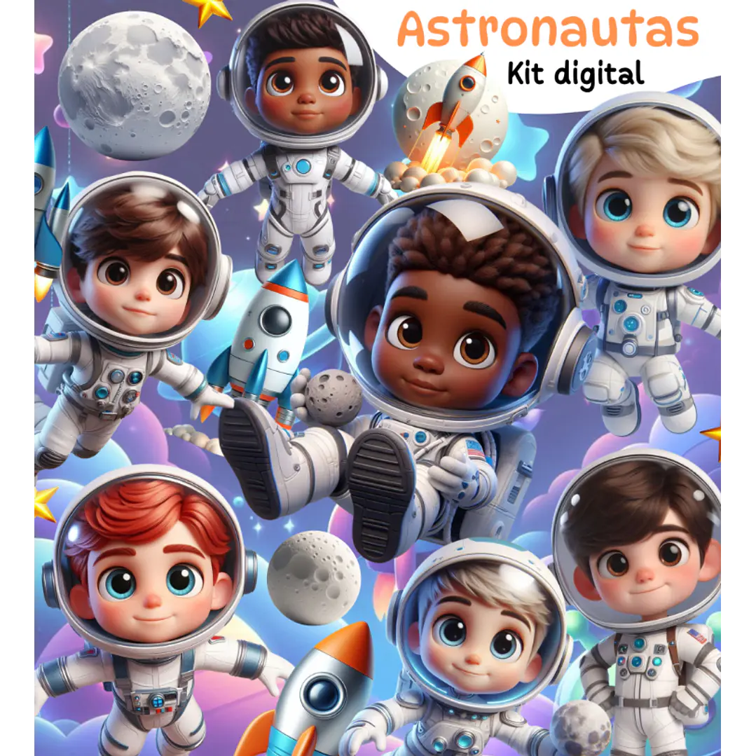 Kit Digital Astronauta 3d em Png 1