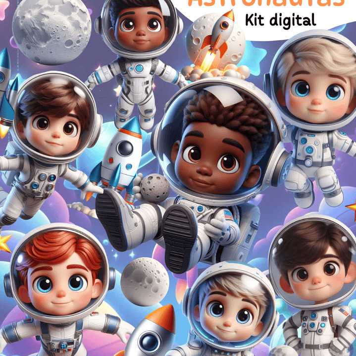Kit Digital Astronauta 3d em Png 1