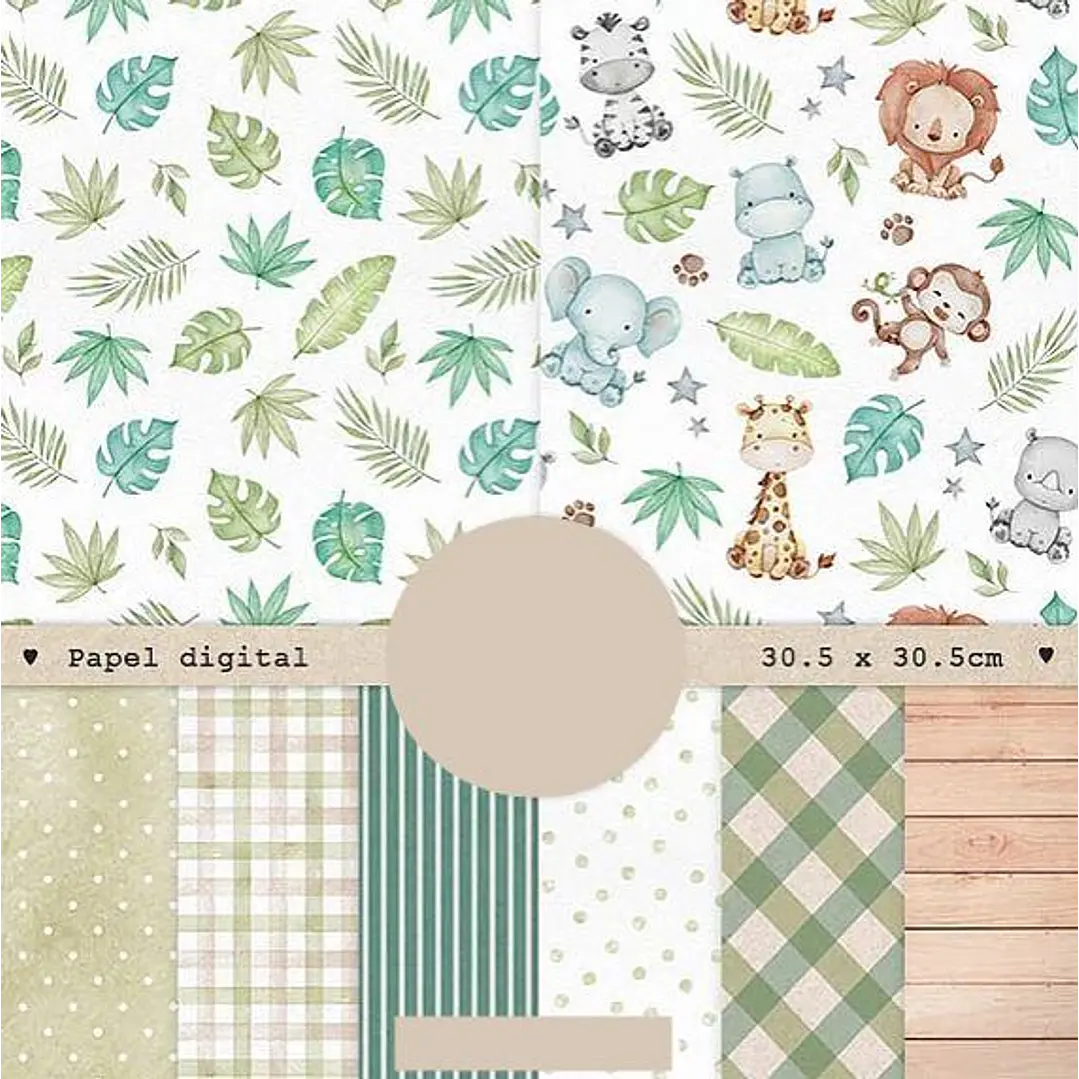 Kit Digital Safari Aquarelado Arquivo em Png  3