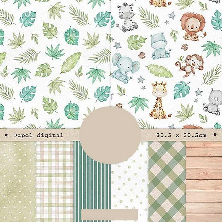 Kit Digital Safari Aquarelado Arquivo em Png  3
