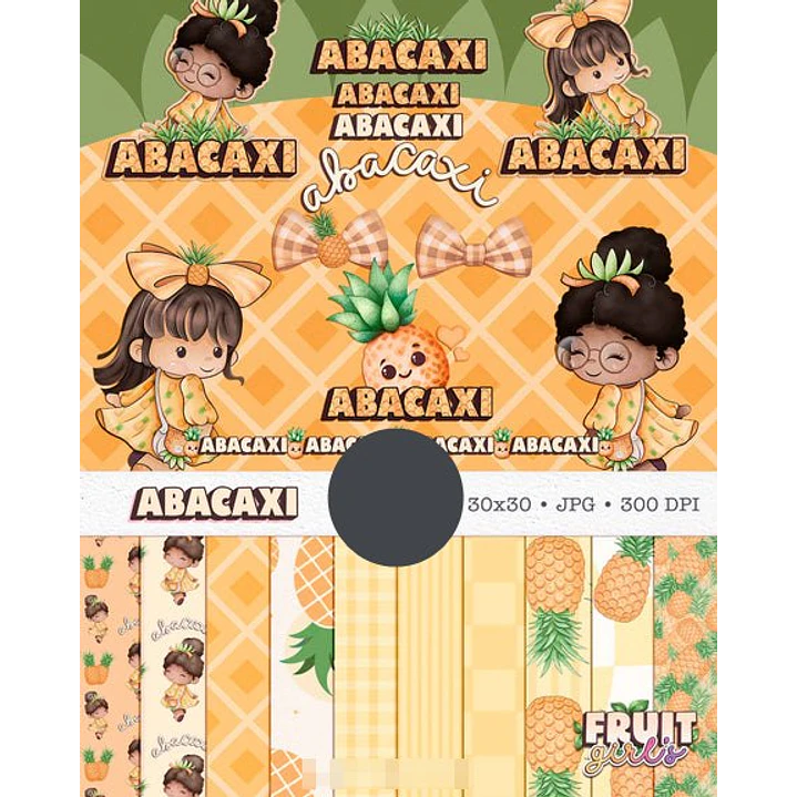 Kit Digital Boneca Cute Frutinhas Abacaxi Aquarelado Png 1