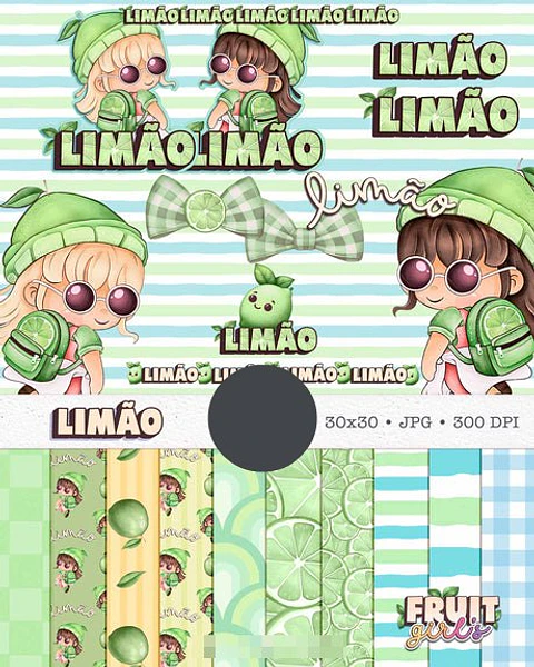 Kit Digital Boneca Cute Frutinhas Limão Aquarelado Png 