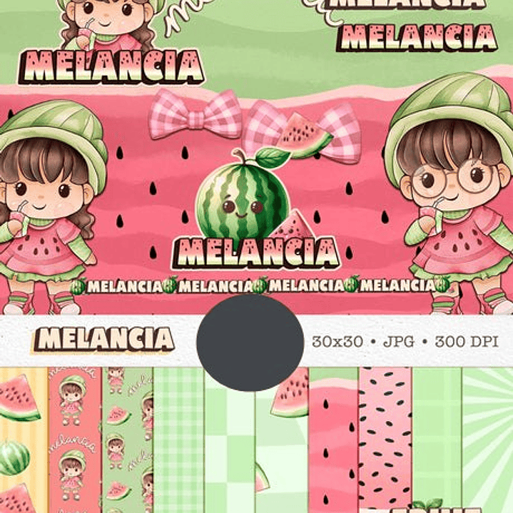 Kit Digital Boneca Cute Frutinhas Melancia Aquarelado Png  1