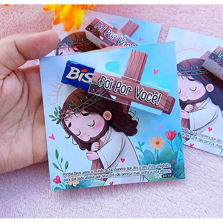 Card Bis Foi por você Páscoa Jesus Arquivo de Corte em PNG e PDF para Baixar 1