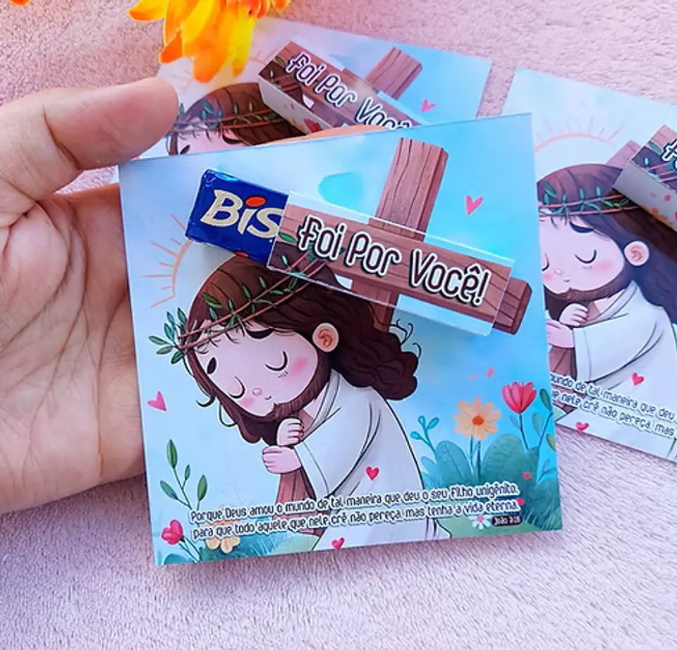 Card Bis Foi por você Páscoa Jesus Arquivo de Corte em PNG e PDF para Baixar 1