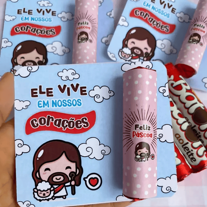 Card Batom Páscoa Ele Vive Jesus Arquivo de Corte em PNG e PDF para Baixar 1