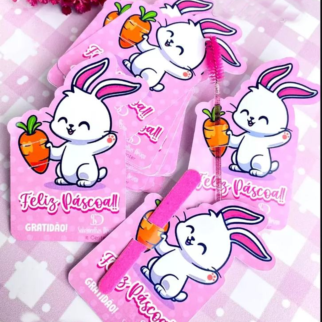 Card Lixinha e Escovinha Páscoa Coelho Arquivo de Corte em PNG e PDF para Baixar 1