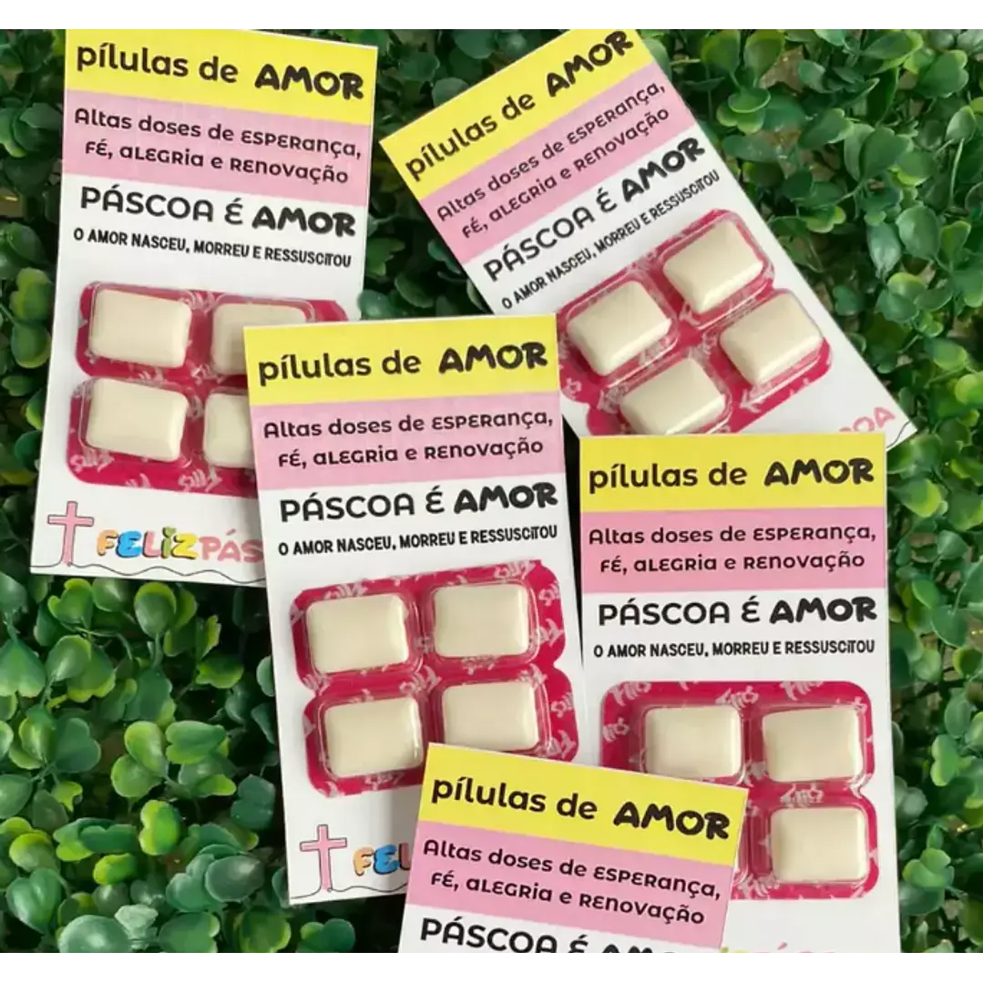 Tag Chiclete Páscoa Pilula do Amor Arquivo de Corte em PNG e PDF para Baixar 1
