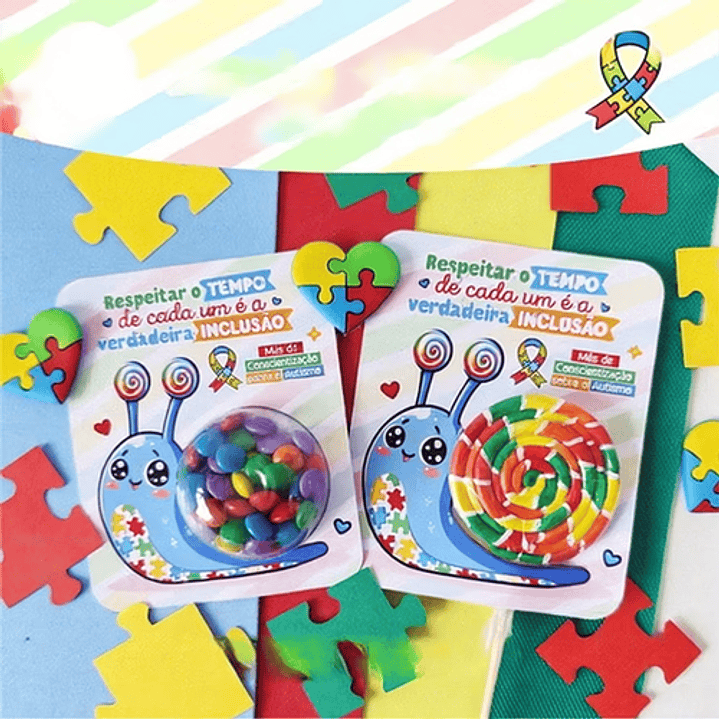 Card Cartão Caracol Autismo Arquivo de Corte em PNG e PDF para Baixar 1