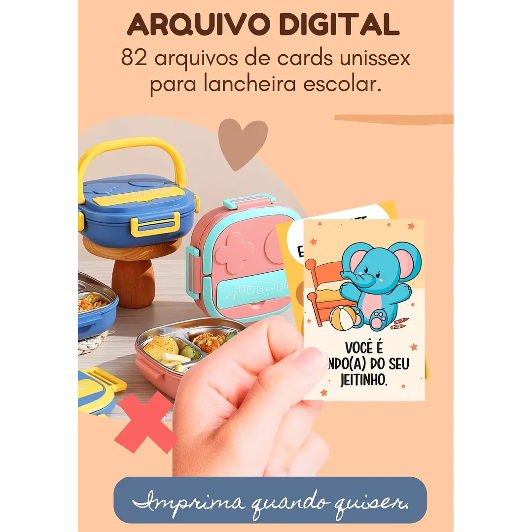 Cards para Lancheira Volta as aulas Arquivo de Corte em PNG e PDF para Baixar 1