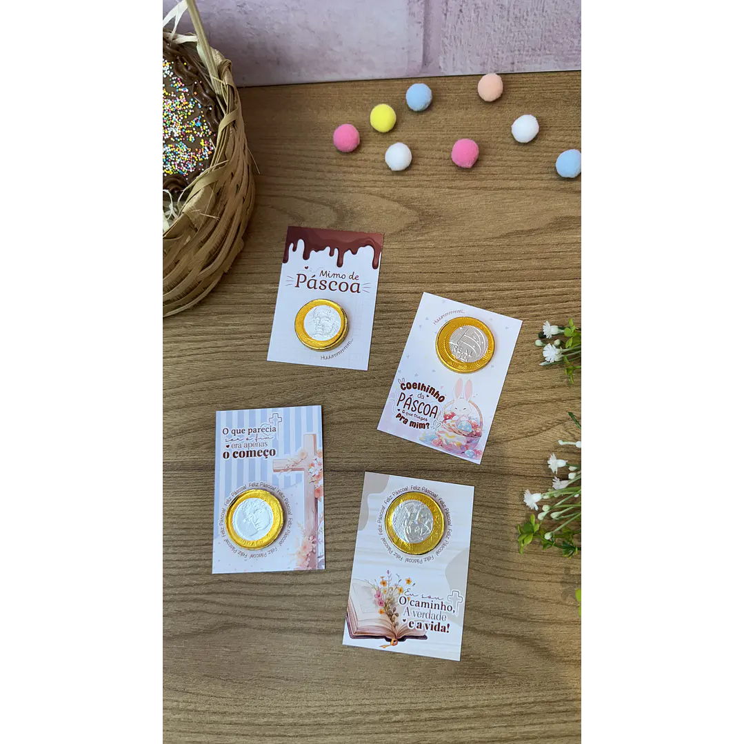 Card moedinha de chocolate Páscoa Cristã Arquivo de Corte em PNG e PDF para Baixar 1