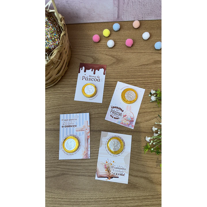 Card moedinha de chocolate Páscoa Cristã Arquivo de Corte em PNG e PDF para Baixar 1