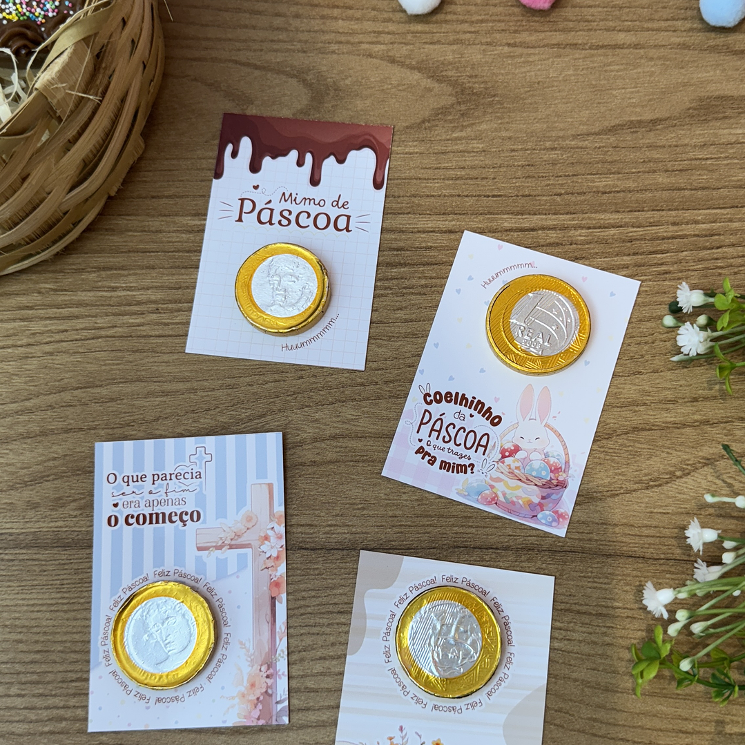 Card moedinha de chocolate Páscoa Cristã Arquivo de Corte em PNG e PDF para Baixar 1