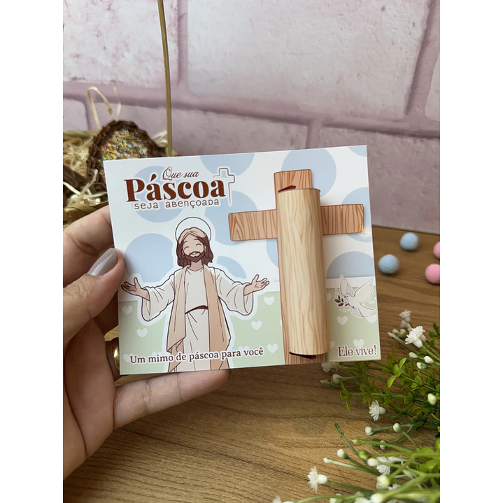 Card para batom Páscoa Cristã Arquivo de Corte em PNG e PDF para Baixar 1