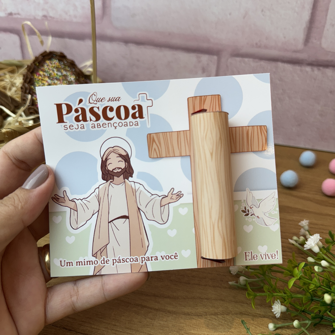 Card para batom Páscoa Cristã Arquivo de Corte em PNG e PDF para Baixar 1