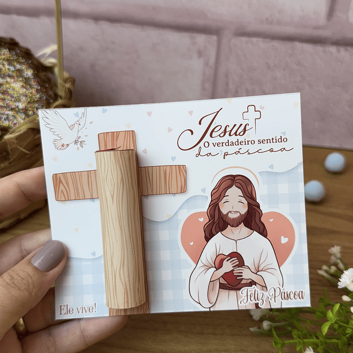 Card para batom Páscoa Cristã Arquivo de Corte em PNG e PDF para Baixar 3