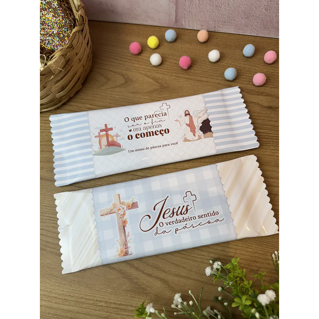 Embalagem barra de chocolate Páscoa Cristã Arquivo de Corte em PNG e PDF para Baixar 1