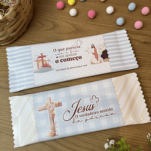 Embalagem barra de chocolate Páscoa Cristã Arquivo de Corte em PNG e PDF para Baixar
