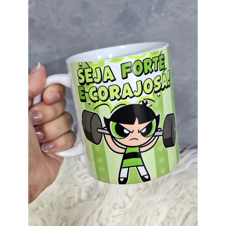 3 Artes Caneca Seja Forte e Corajosa Academia - Meninas Super Poderosas Arquivo Jpg   2