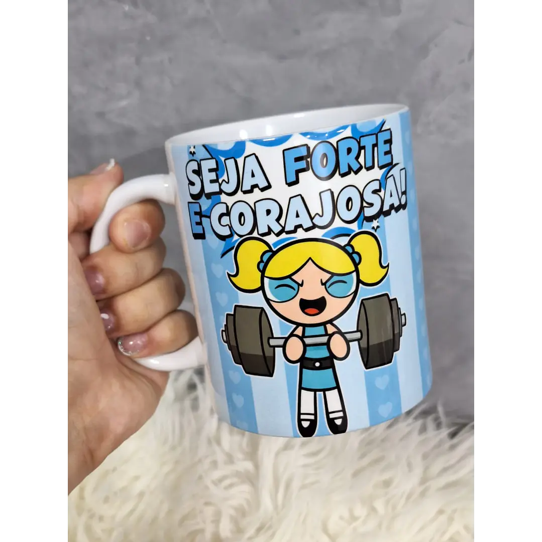 3 Artes Caneca Seja Forte e Corajosa Academia - Meninas Super Poderosas Arquivo Jpg   3