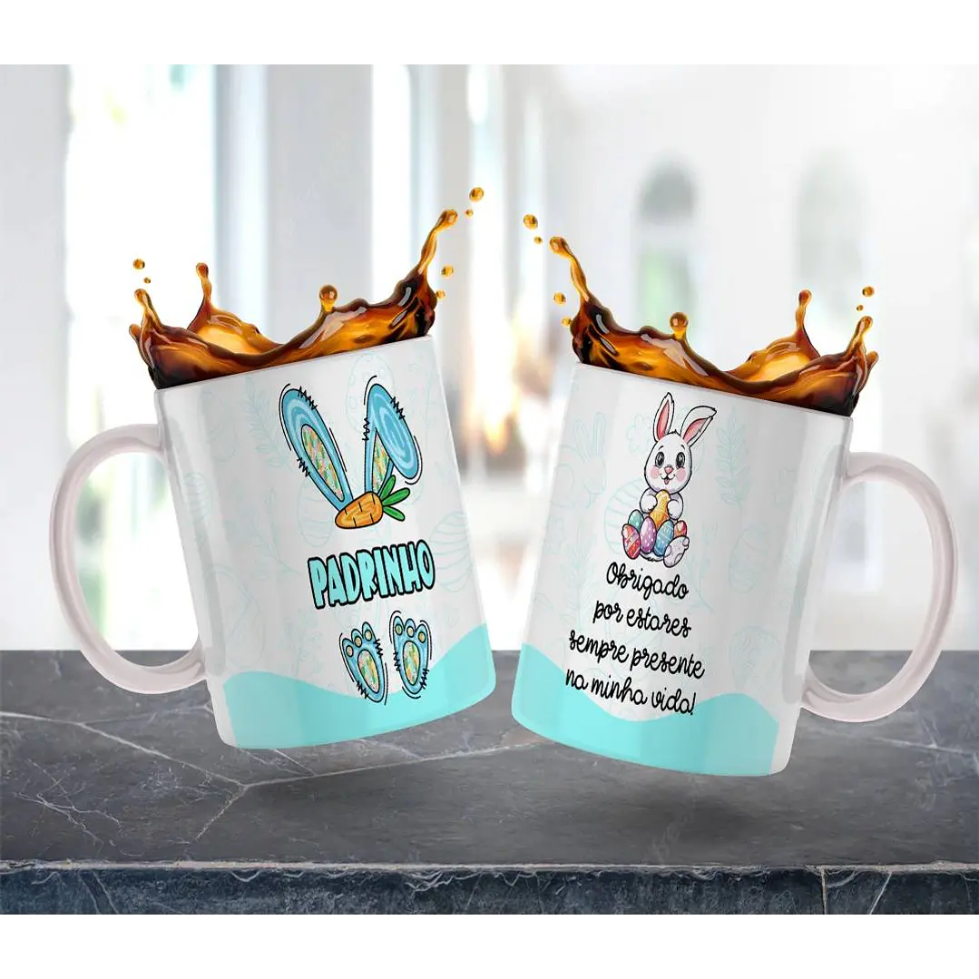 4 Artes para Caneca Estampa Padrinhos Páscoa em Jpg  1