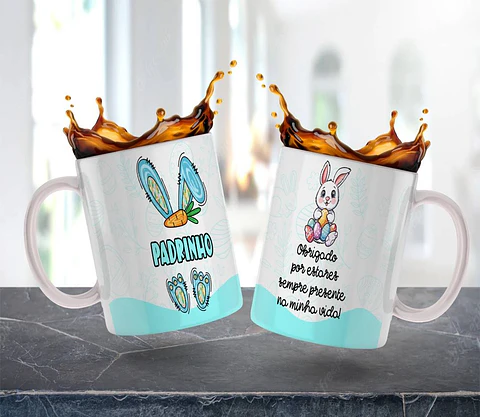 4 Artes para Caneca Estampa Padrinhos Páscoa em Jpg 