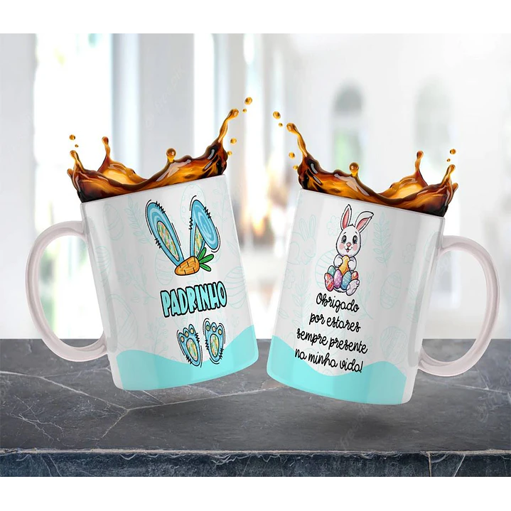 4 Artes para Caneca Estampa Padrinhos Páscoa em Jpg  1