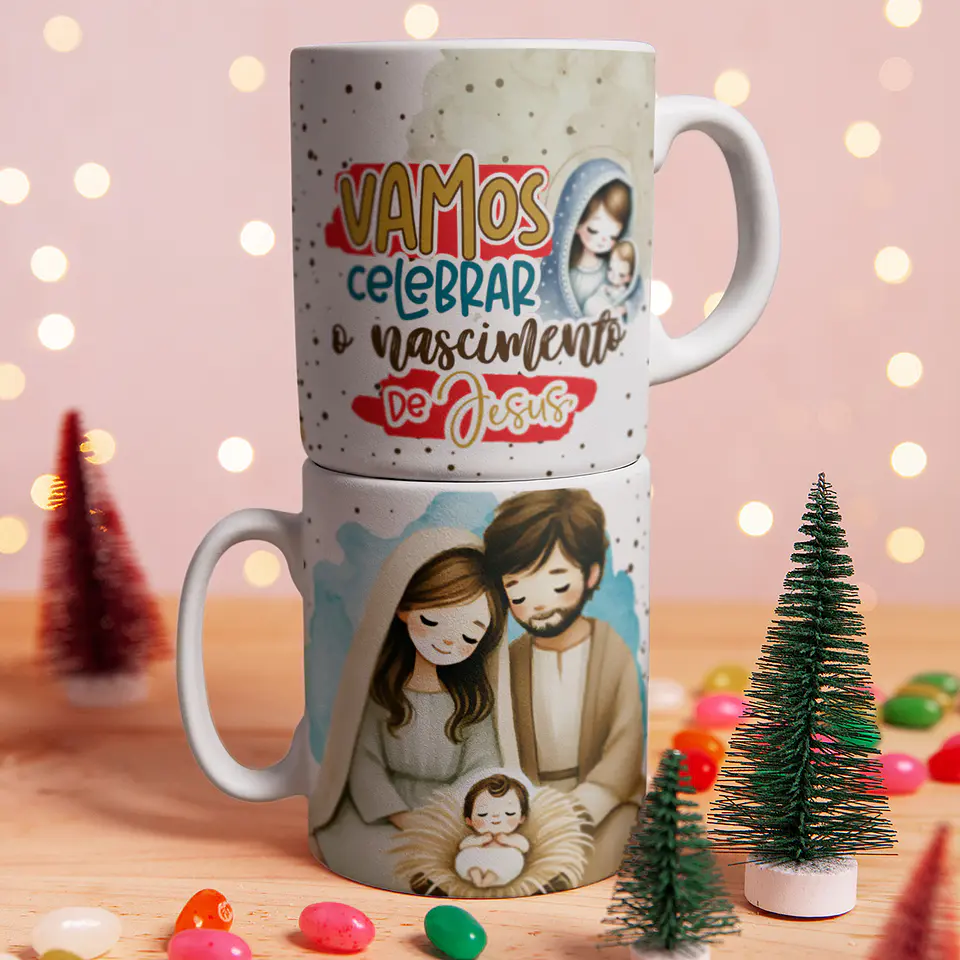 5 Artes para Caneca Jesus Verdadeiro Natal Arquivo Editável 1
